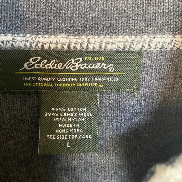 Vintage Eddie Bauer Wool Blend Zip Sweater Vest Made in Hong Kong Large - Picture 3 of 8